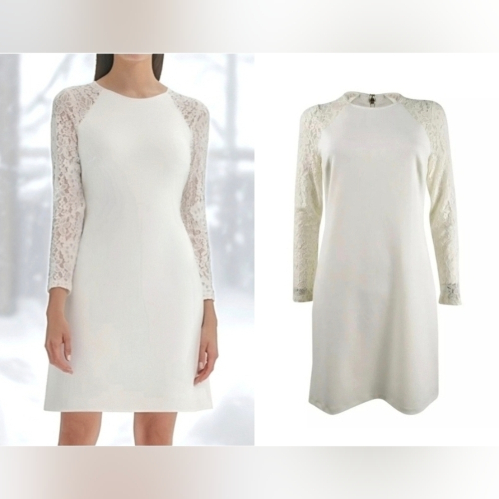 Tommy Hilfiger Lace-Sleeve A-Line Ivory Dress Size 18W NWT - Picture 15 of 15